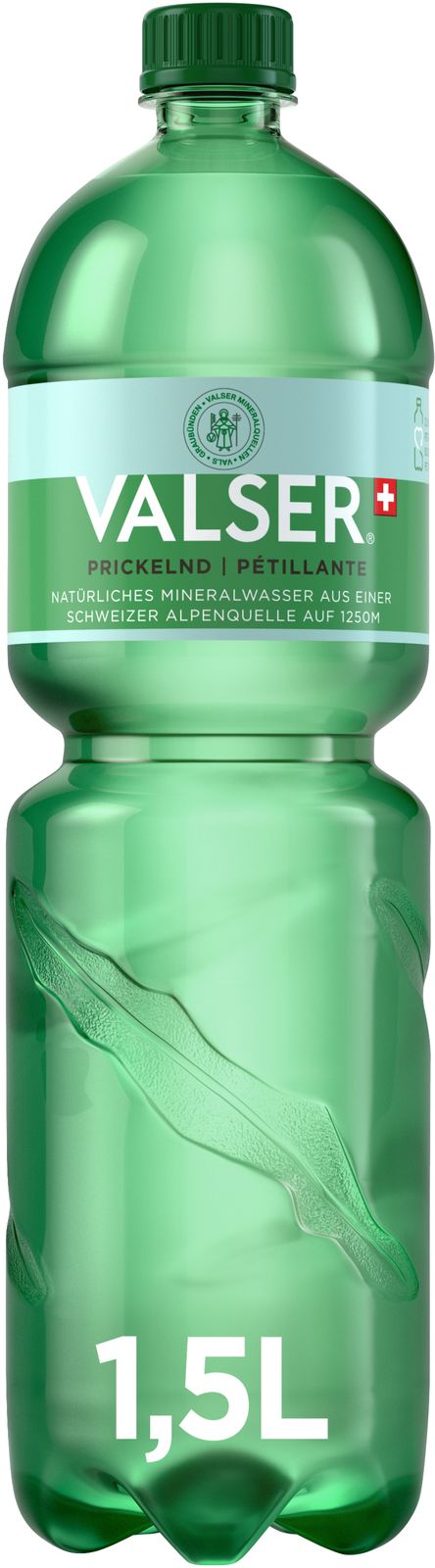 Valser grün (mit CO2) 1.5l PET Schr.